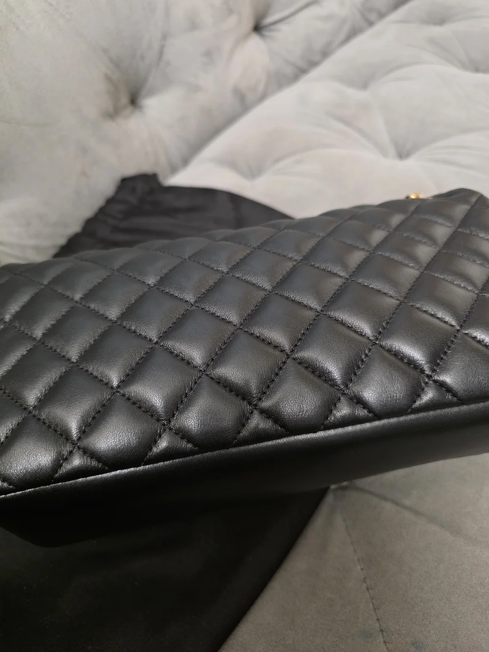 Versace Black Quilted Shoulder Bag with Gold Chain